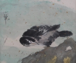 Ein Vogel, zurückblickend