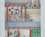 Szene aus dem Roman „Traum der Roten Kammer“: Daiyu spielt qin