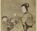 Die Dame Cai Wenji spielt für ihre beiden Söhne die Erhu